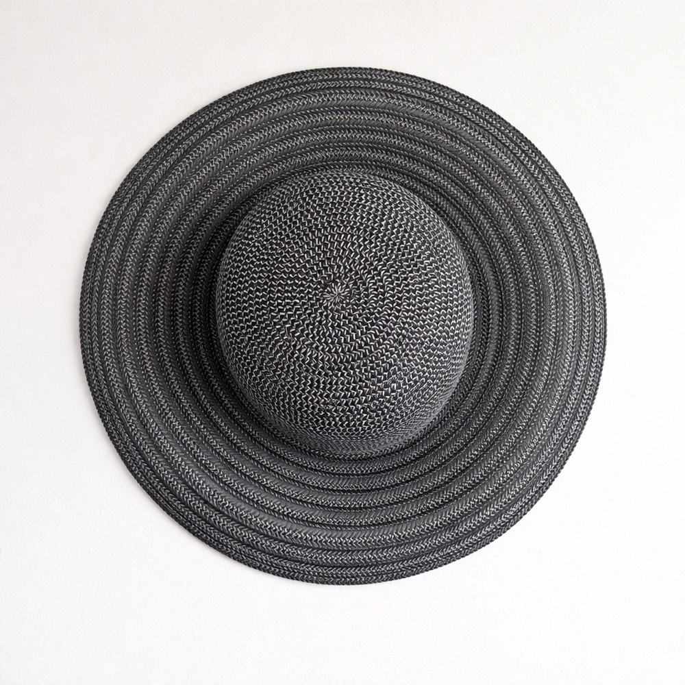 Packable Wide Brim Sun Hat Black White Straw Beach Travel Foldable Hat
